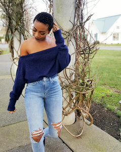 GABRIELLA OFF SHOULDER (NAVY)