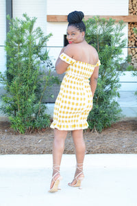 ANALIESE OFF SHOULDER DRESS (MUSTARD)