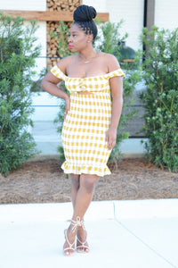 ANALIESE OFF SHOULDER DRESS (MUSTARD)