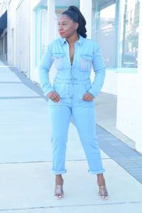 MALISA RHINESTONE DENIM JUMPSUIT