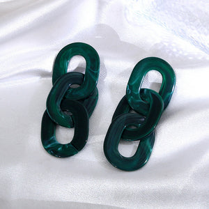 Chain Earrings (Green)