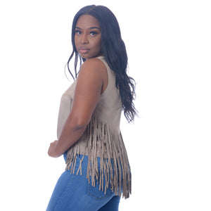 MIRANDA CROP FRINGE TOP (TAN)