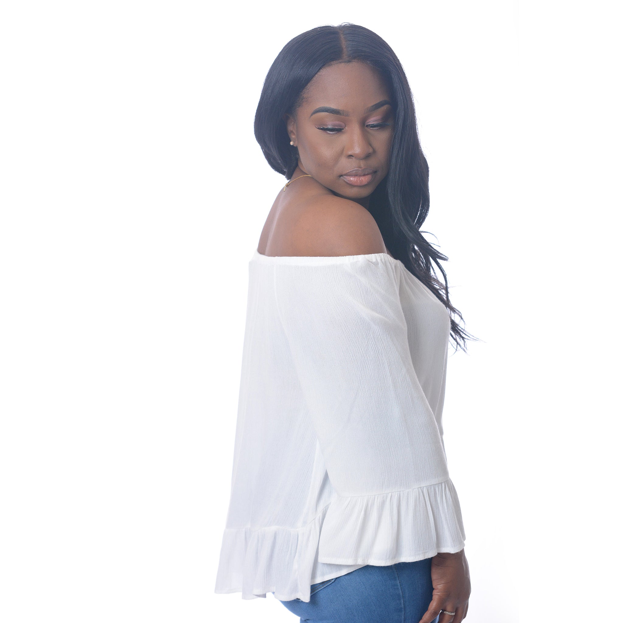 LENA OFF SHOULDER BELL SLEEVE TOP (WHITE)