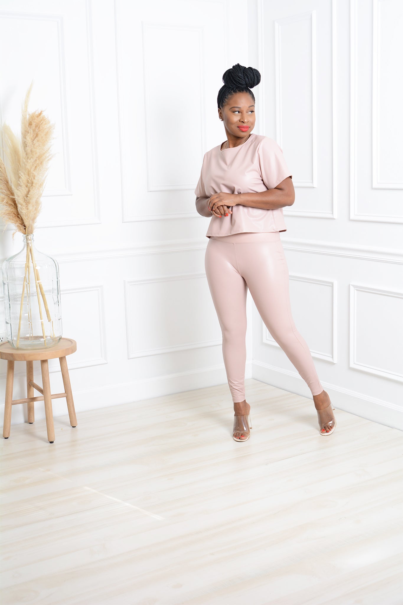 MONICA VEGAN LEATHER SET (BLUSH)