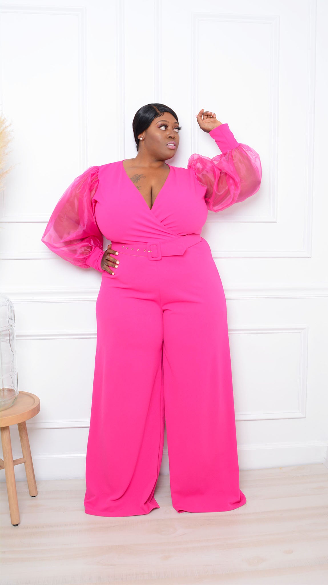 TIMELESS WIDE LEG JUMPSUIT (FUSHSIA)